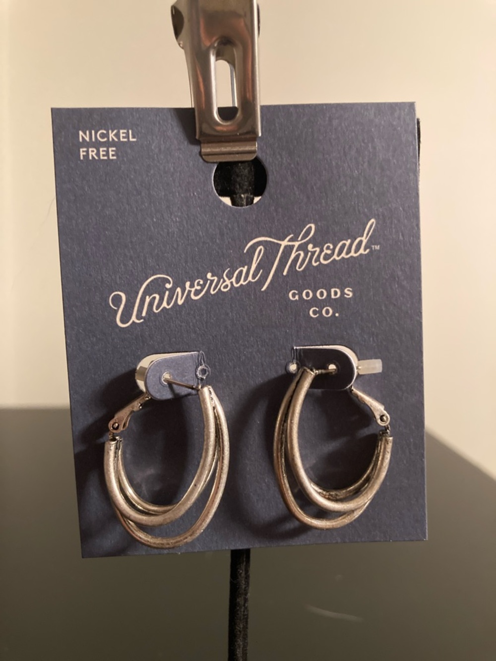 Universal Thread Silver Layered Triple-Hoop Earrings